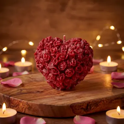 נר בצורת לב פרחוני